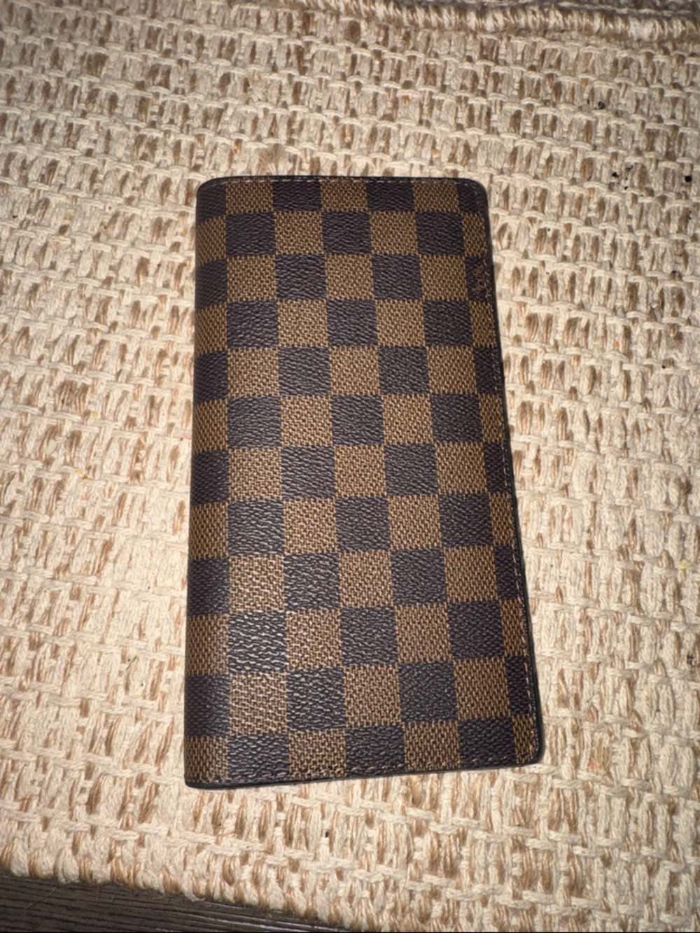 Men's Brown Checkered Long Wallet
